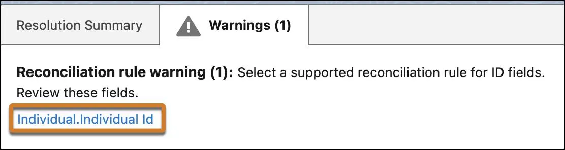 Screenshot of open warnings in the warnings tab.