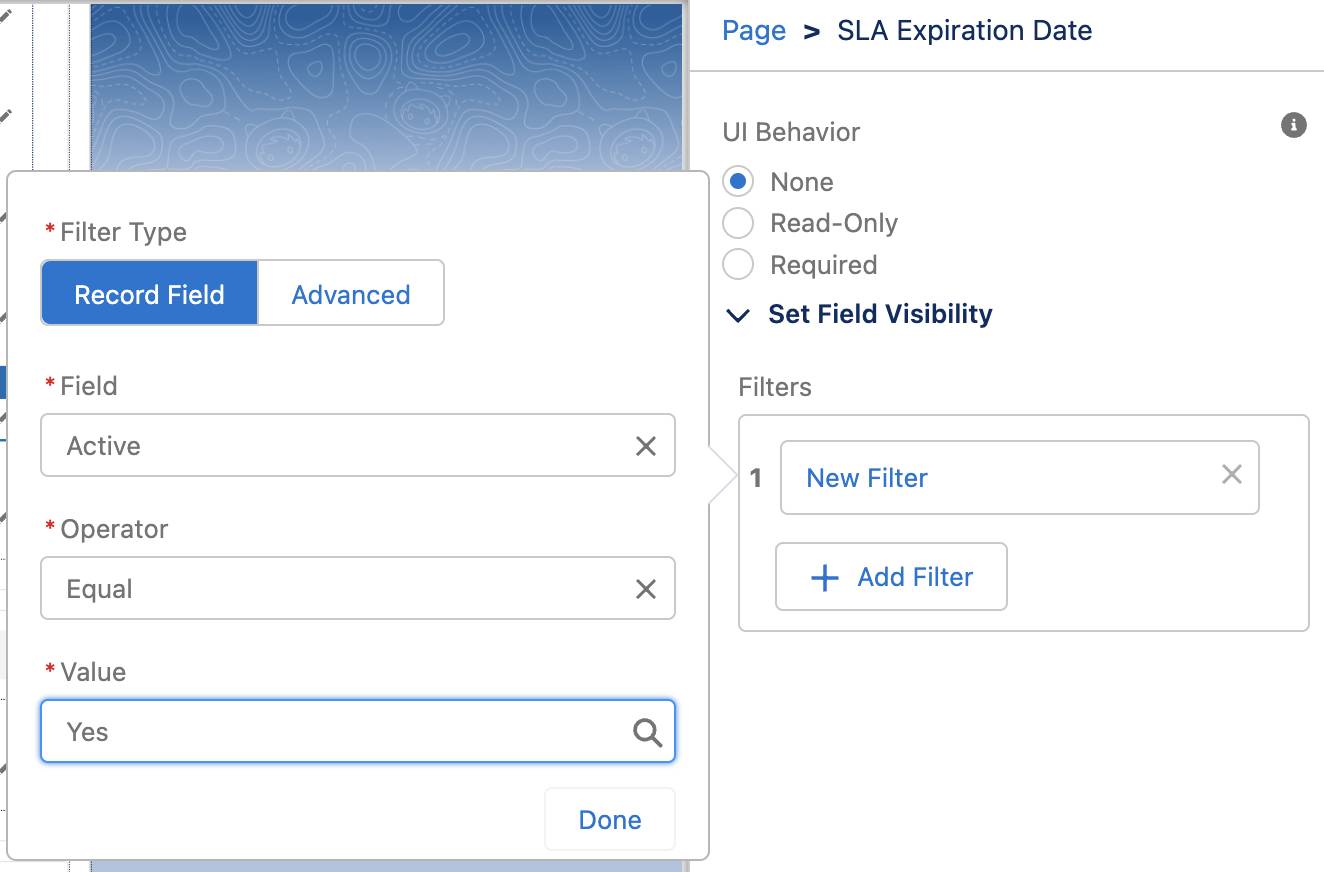 Filter applied to the SLA Expiration Date field.