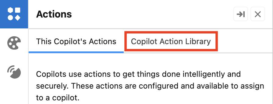 Copilot actions pane.