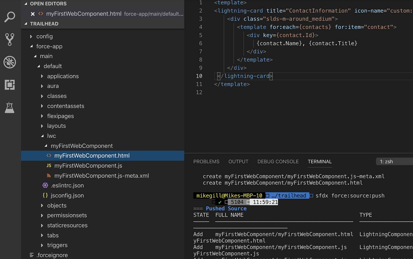Unidad create a hello world lightning web component salesforce