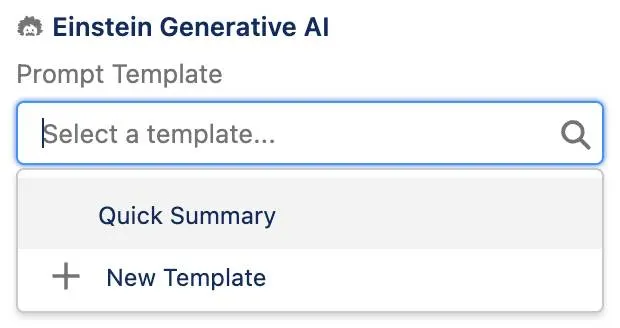 Casella di selezione Prompt Template (Modello di prompt) che corrisponde al passaggio precedente.