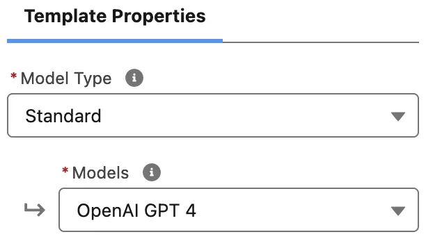 [Template Properties (テンプレートプロパティ)] の [Models (モデル)] セクション。