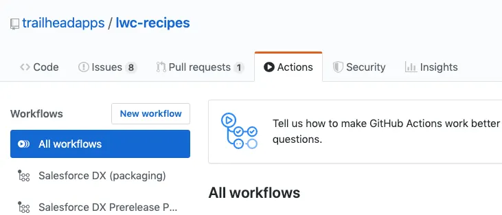 GitHub Actions tab.