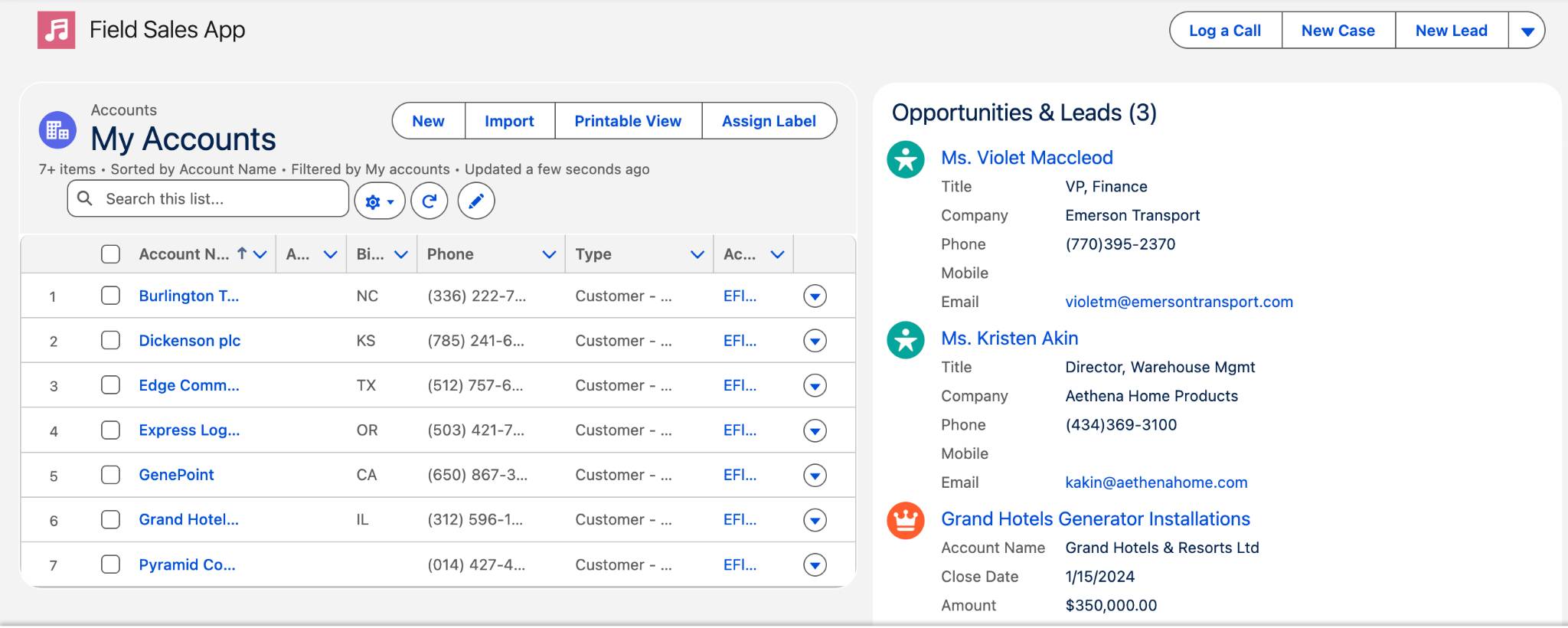 Screen shot of Field Sales App
