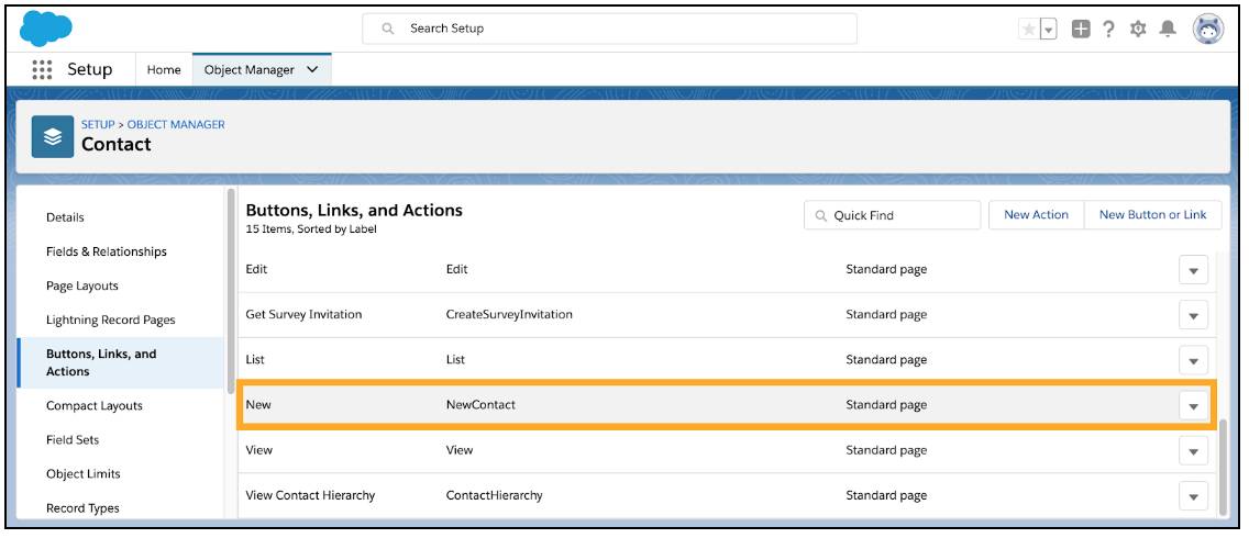 Visualforce ページに追加された新規取引先責任者フォーム。