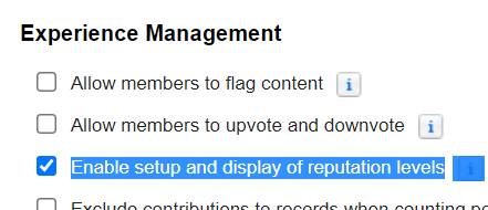 Selecting Enable Setup and display of reputation levels