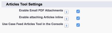 Article Tool Setting list with Enable attaching articles inline selected.