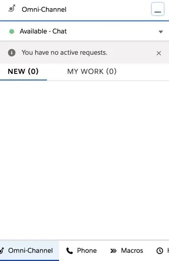 Omni-Channel utility with the Available-Chat status selected