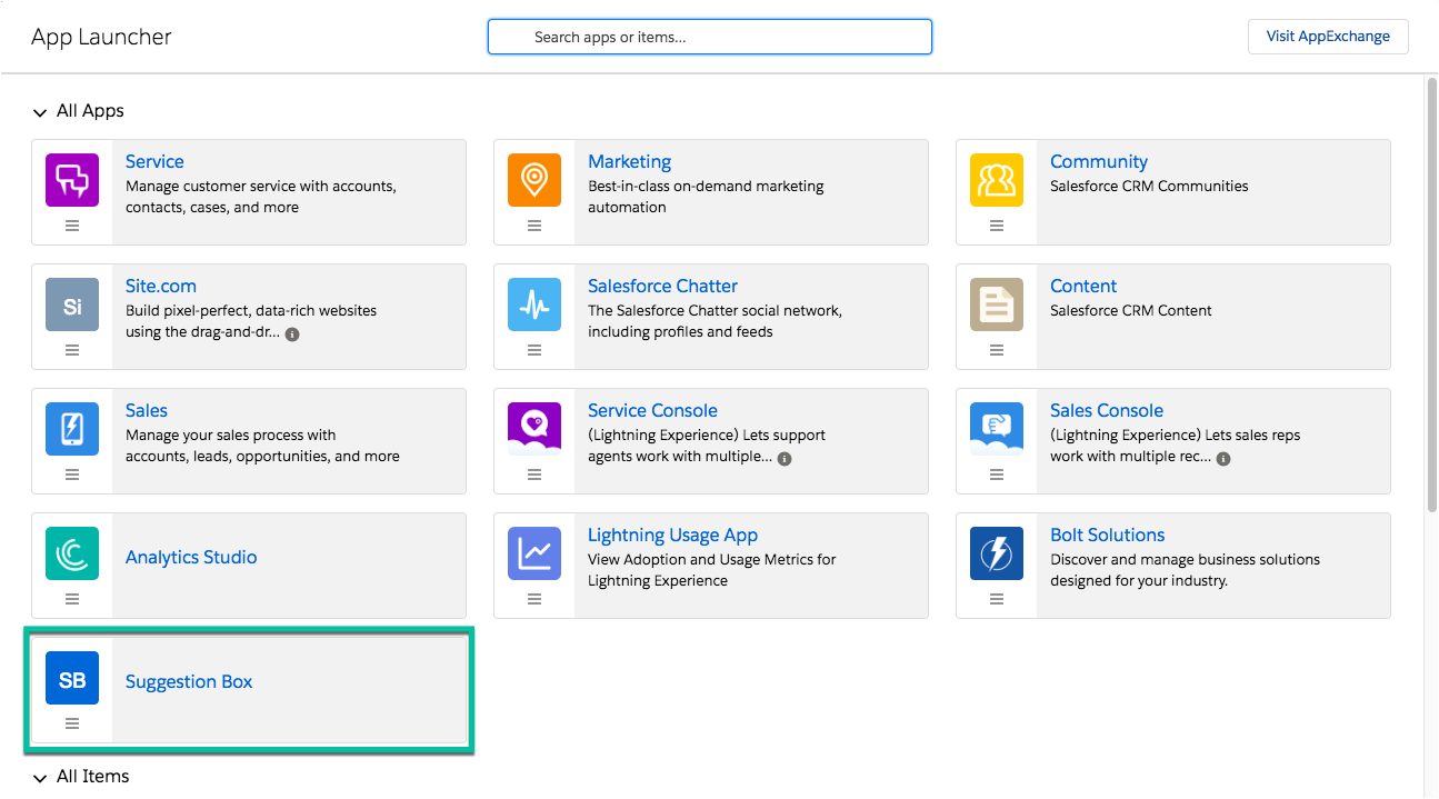 Suggestion Box (提案箱) アプリケーションを作成する 単元 Salesforce Trailhead