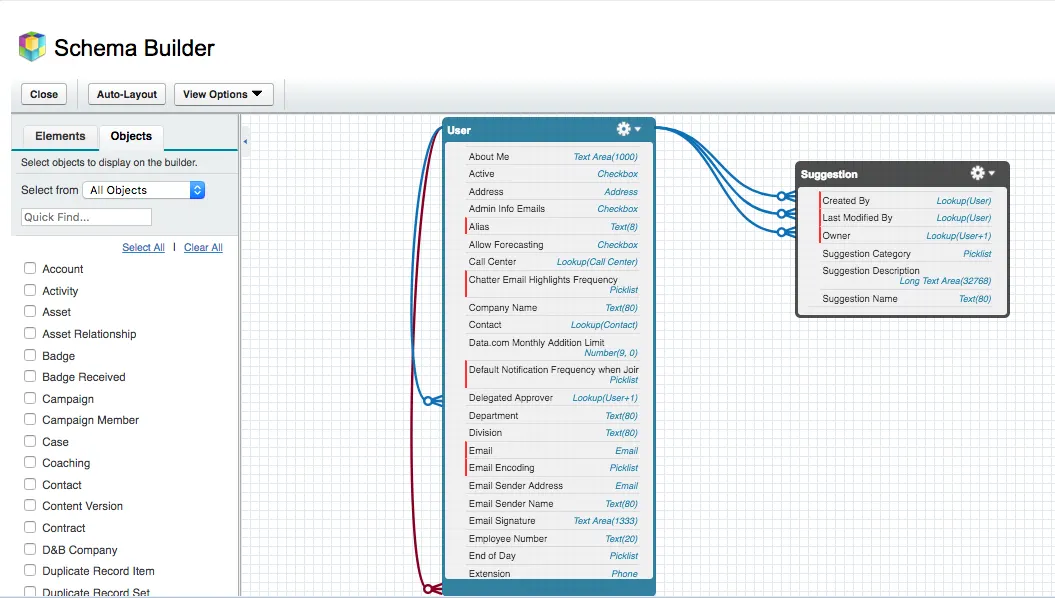 Screenshot of the Schema Builder