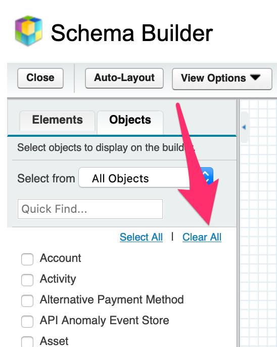 The Schema Builder Object Selector