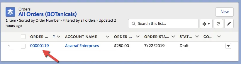 One order listed under the All Orders list views.