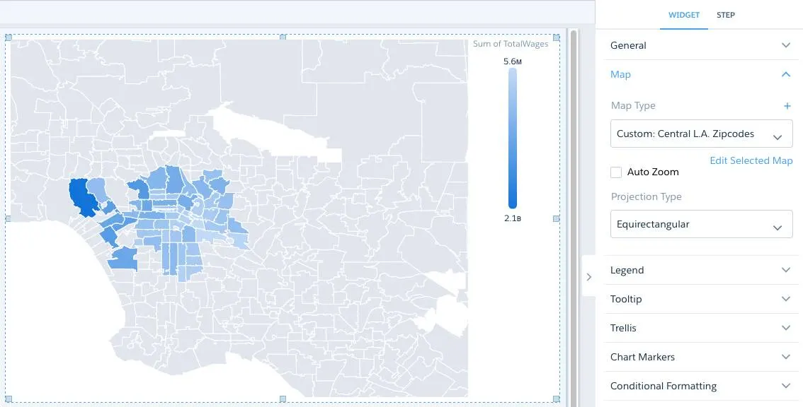 The map zooms in on central L.A., showing county data.