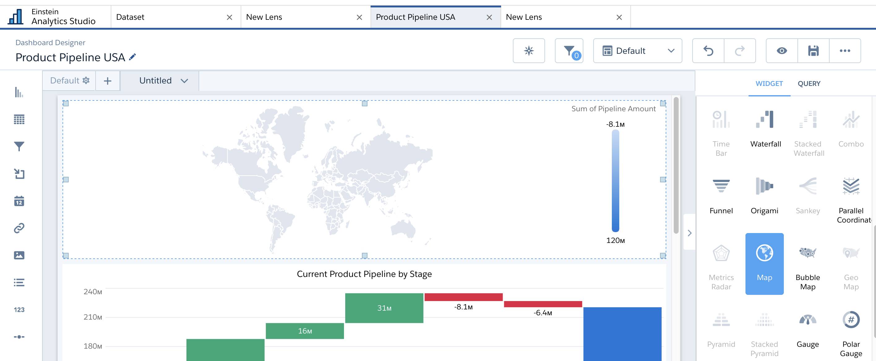 World map chart in dashboard designer