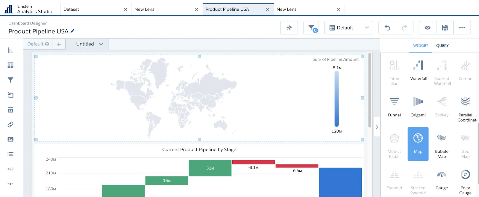 Weltkartendiagramm im Dashboard-Designer