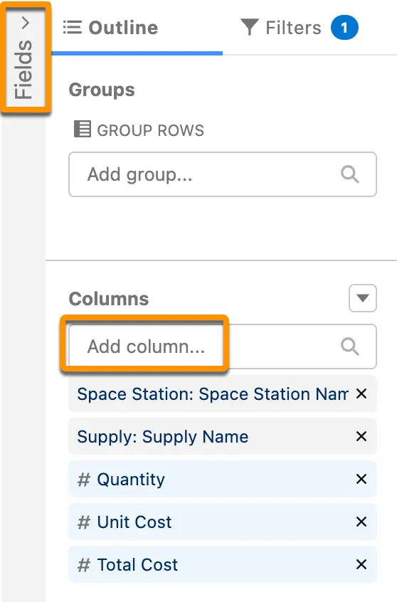 Add column highlighted option in the Fields section.