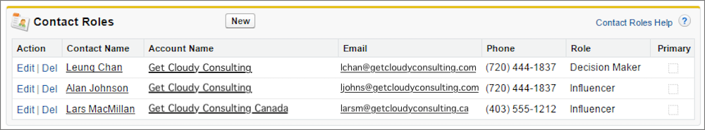 Contact Roles related list