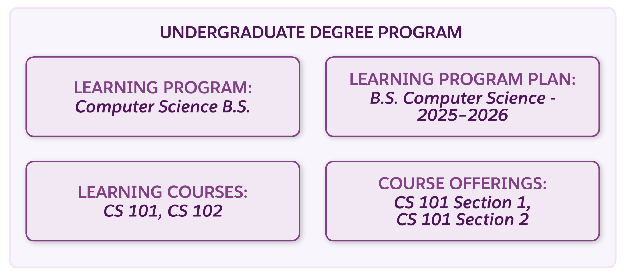 An undergraduate degree program curriculum model.