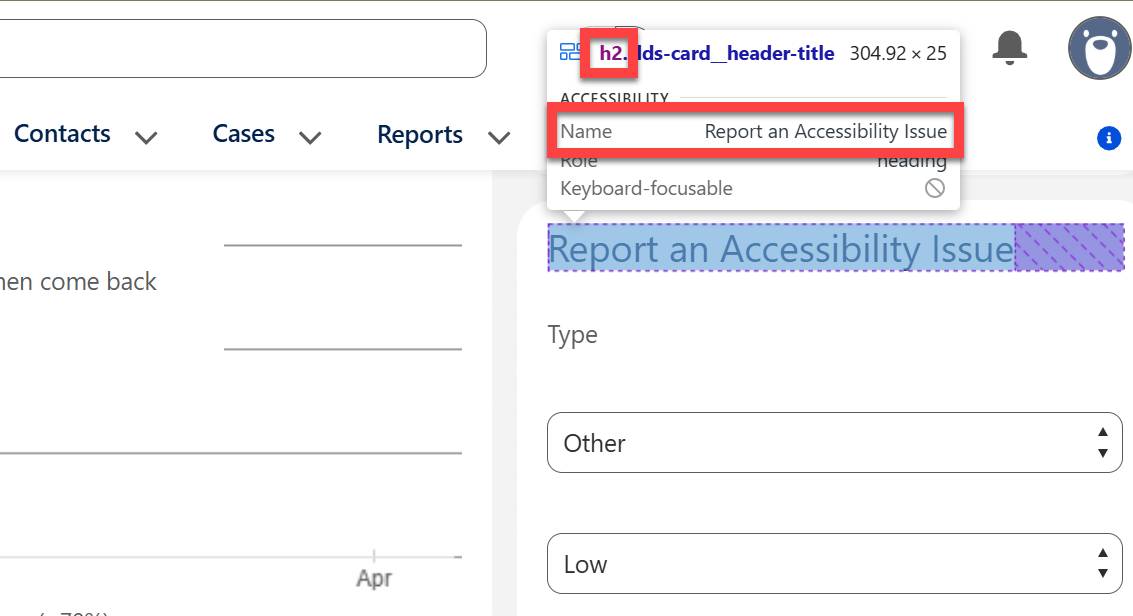 The Report an Accessibility Issue screen flow corresponding to the preceding description.