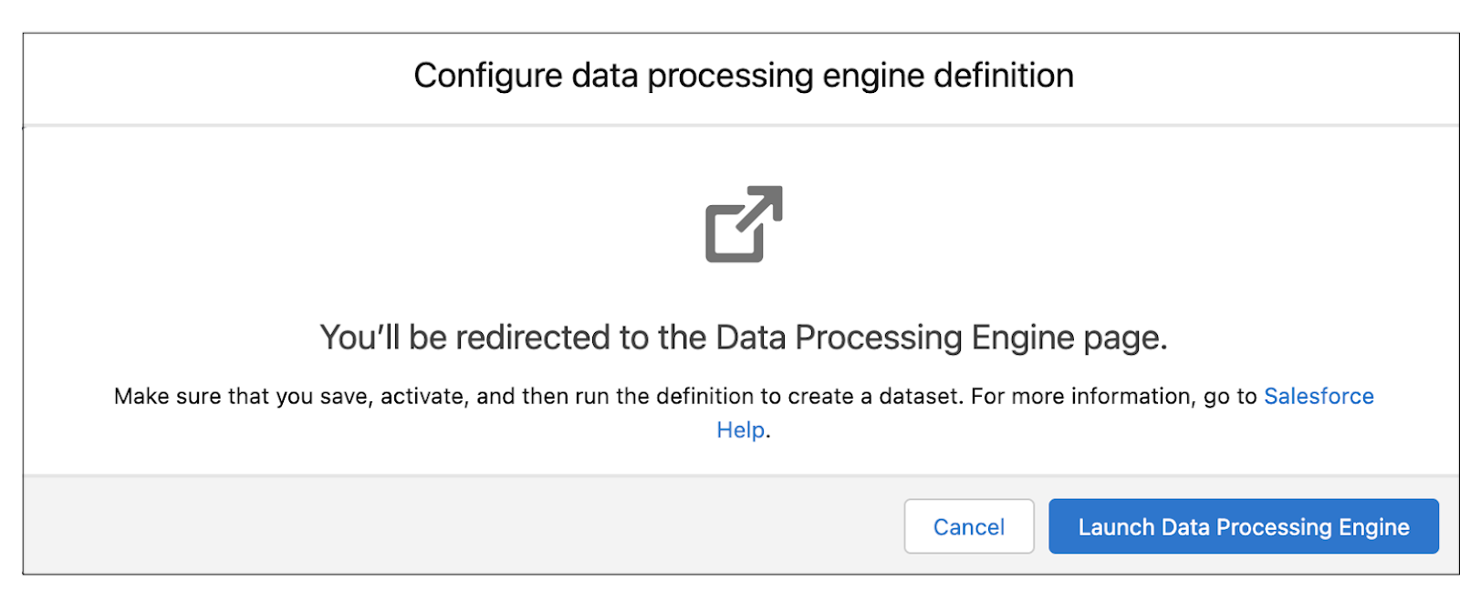 [Configure data process engine definition (データ処理エンジン定義の設定)] ウィンドウ。