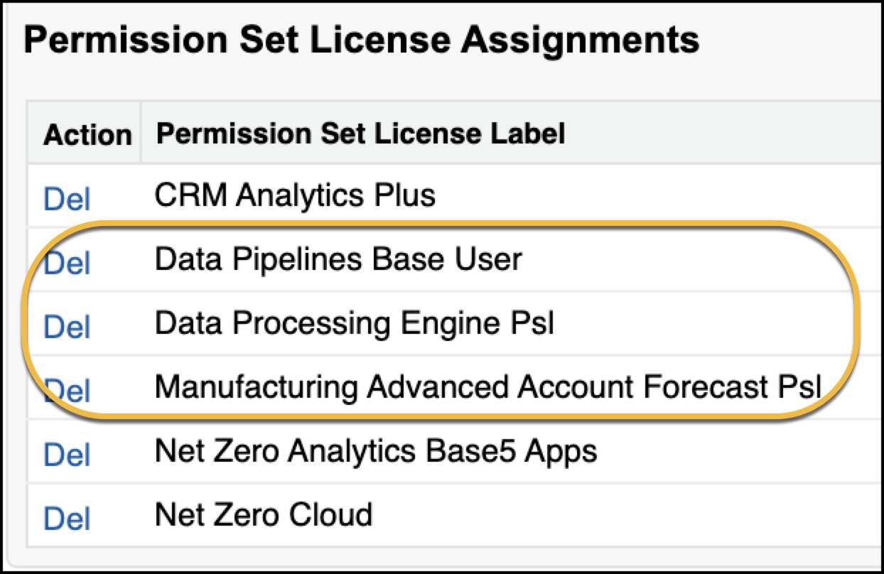 The permission set licenses for forecasting.