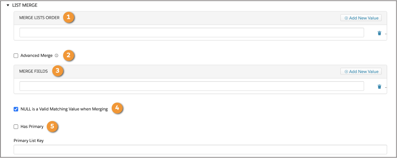 Properties of a List Action