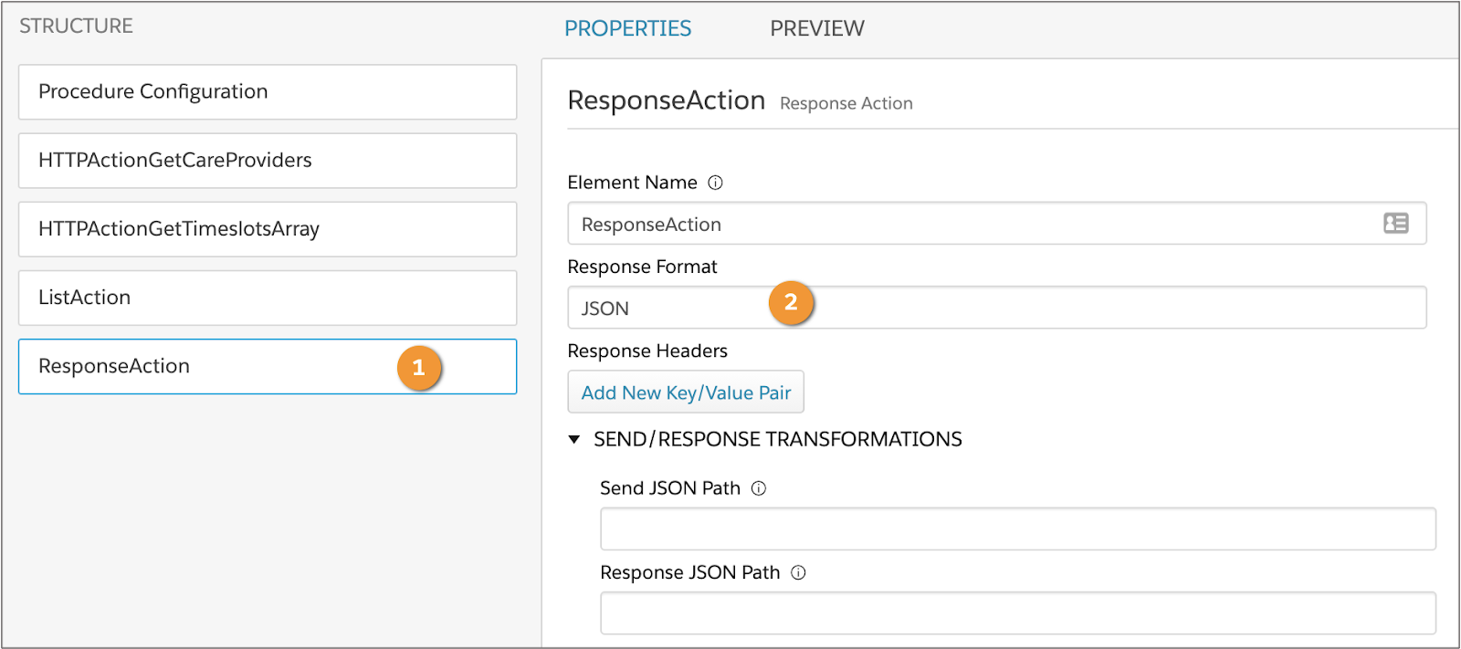 Response Action to filter the data