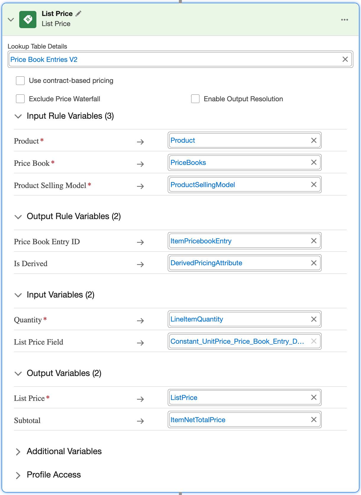 Corresponding List Price element.