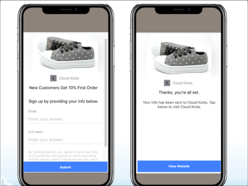 Exemples de formulaires de saisie de pistes de Cloud Kicks