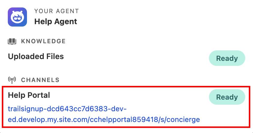 Help Portal listing highlighted in the Your Agent section.