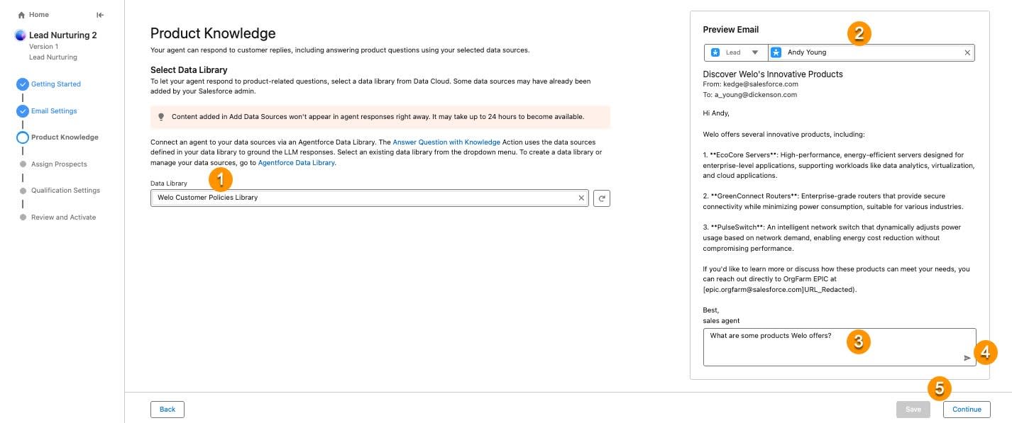 The Test Agent Responses step of the Agentbuilder setup wizard.