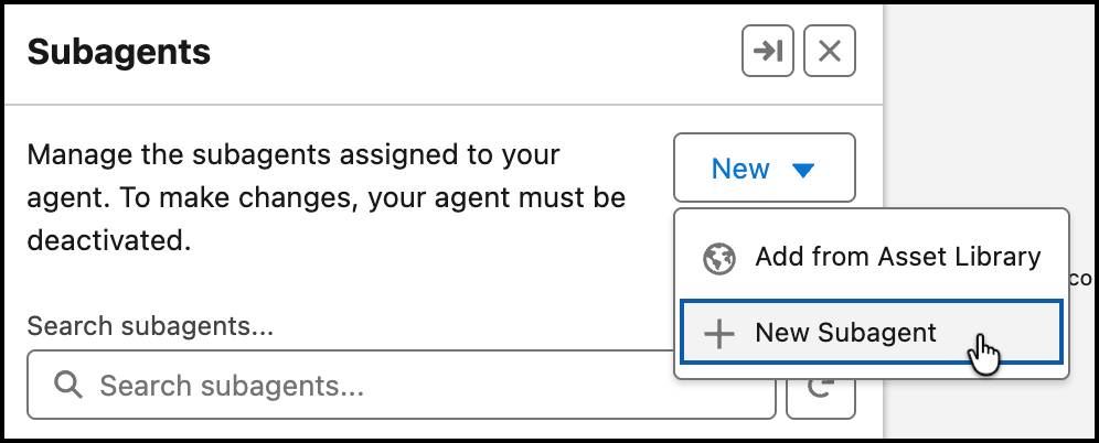 New subagent button.