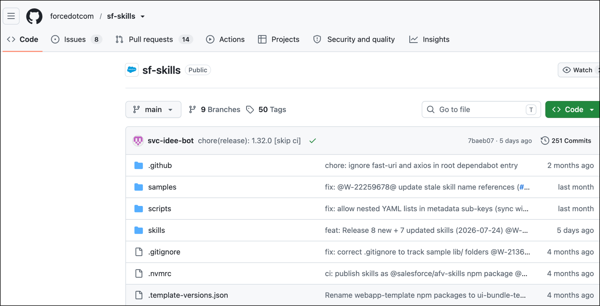The Salesforce skills repository in GitHub includes developer tools.