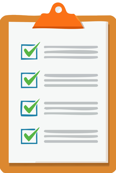 Illustrated clipboard with a checklist representing the key pillars of a Data 360 data strategy.