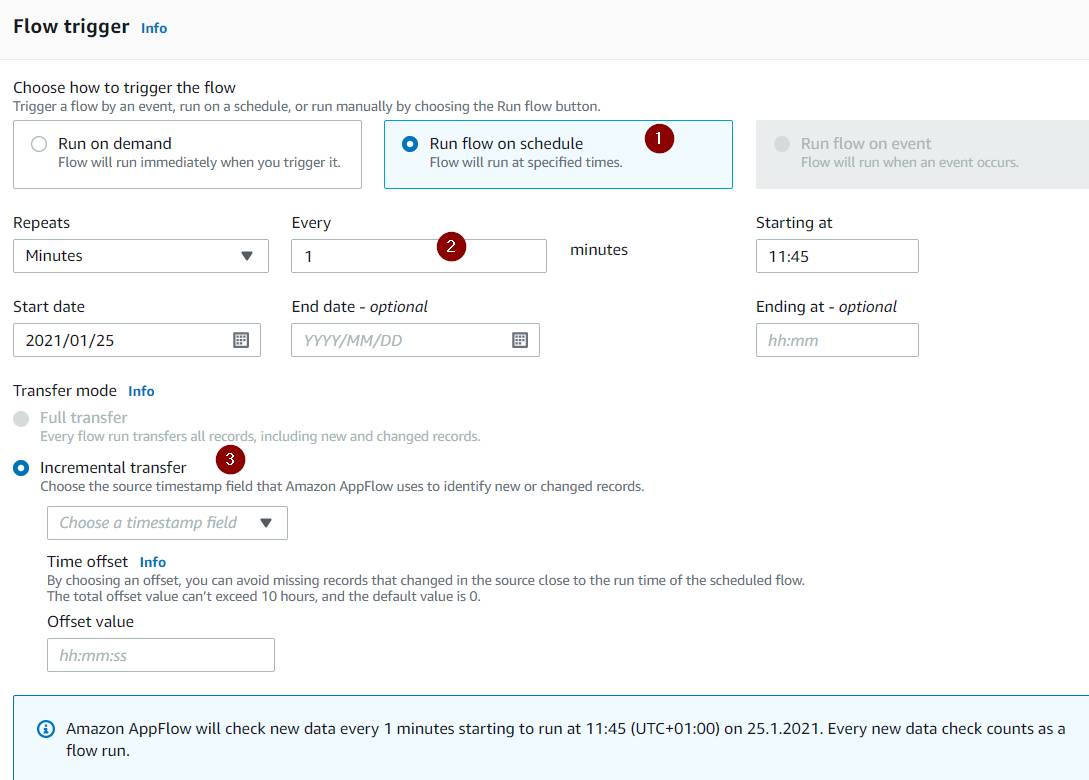 Flow trigger screen with configurations as mentioned