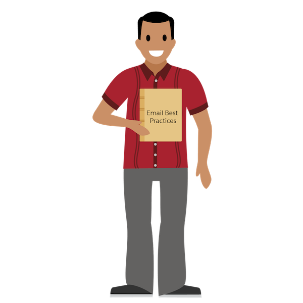 Norman holding a book titled Email Best Practices.