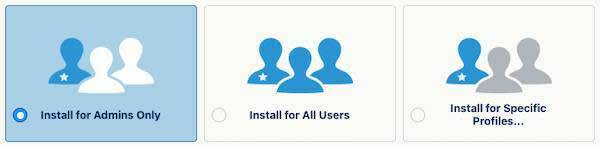 Présentation de l’option Install for Admins Only (Installer pour les administrateurs seulement) sélectionnée dans le cadre de l’installation