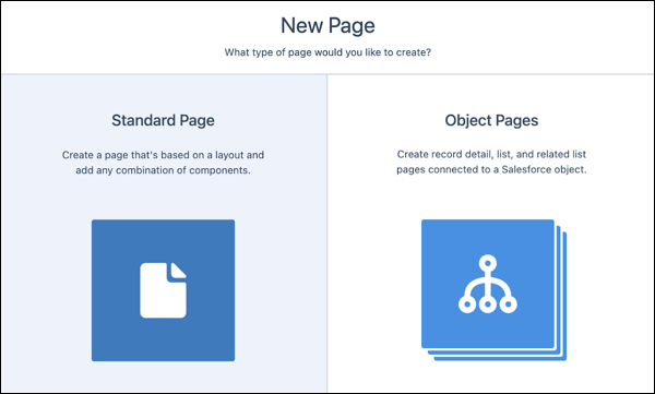 The New Page window with Standard Page selected.
