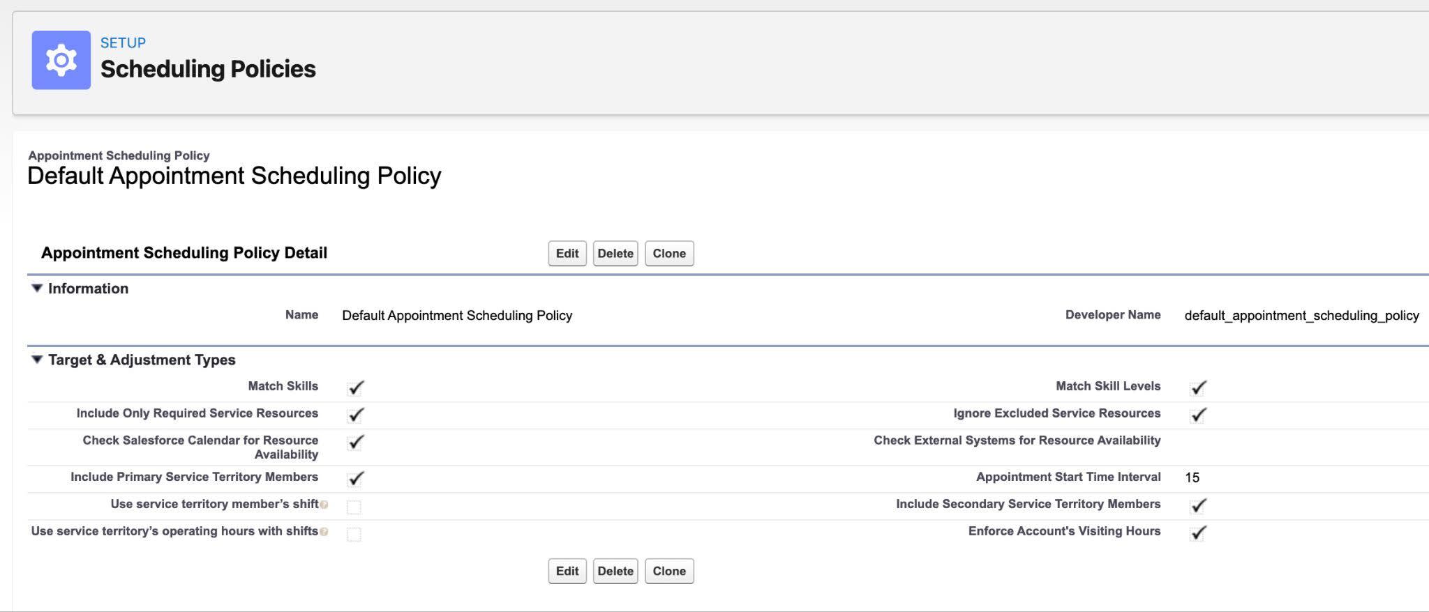 Details of the appointment scheduling policy.