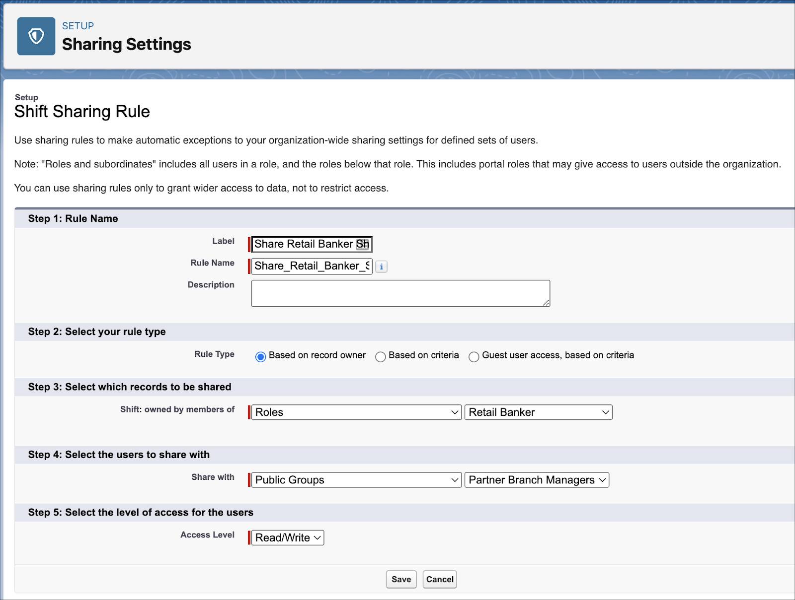 The Shift Sharing Rule page.