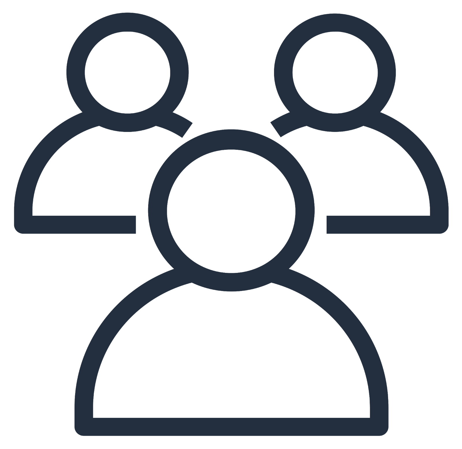 Icon depicting three users–two in the background and one in the foreground