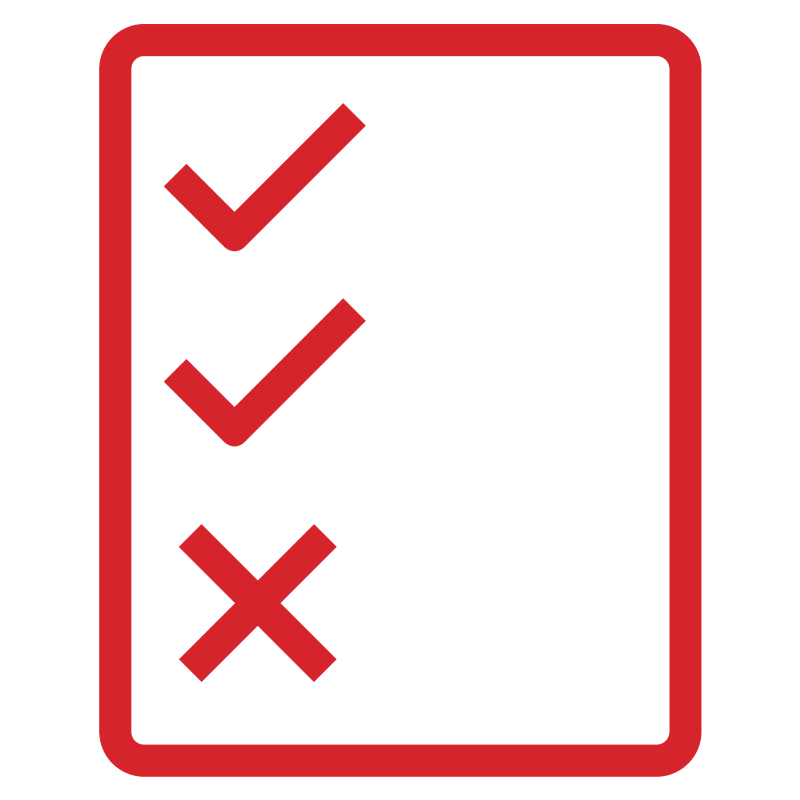 Policy icon depicting a rectangular sheet of paper, with a vertical column that includes two check marks and one X