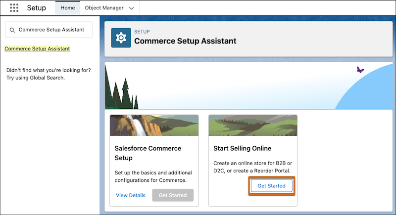 Assistant de configuration de Commerce.