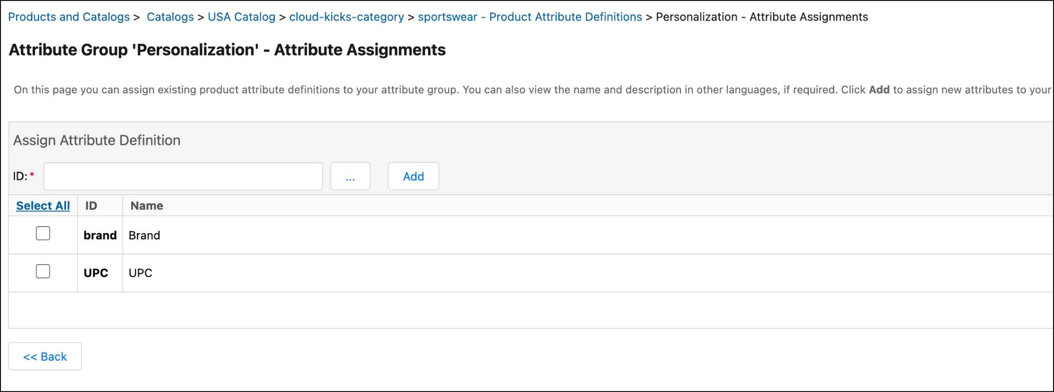 Create an attribute group in Business Manager.