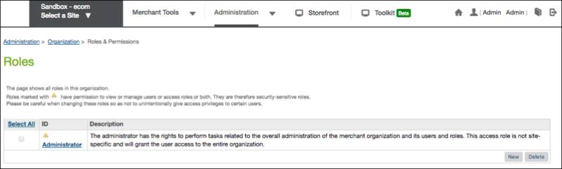 Business Manager Roles page