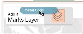The Add a Marks Layer box that dynamically appears when dragging a second geographic field onto the canvas.