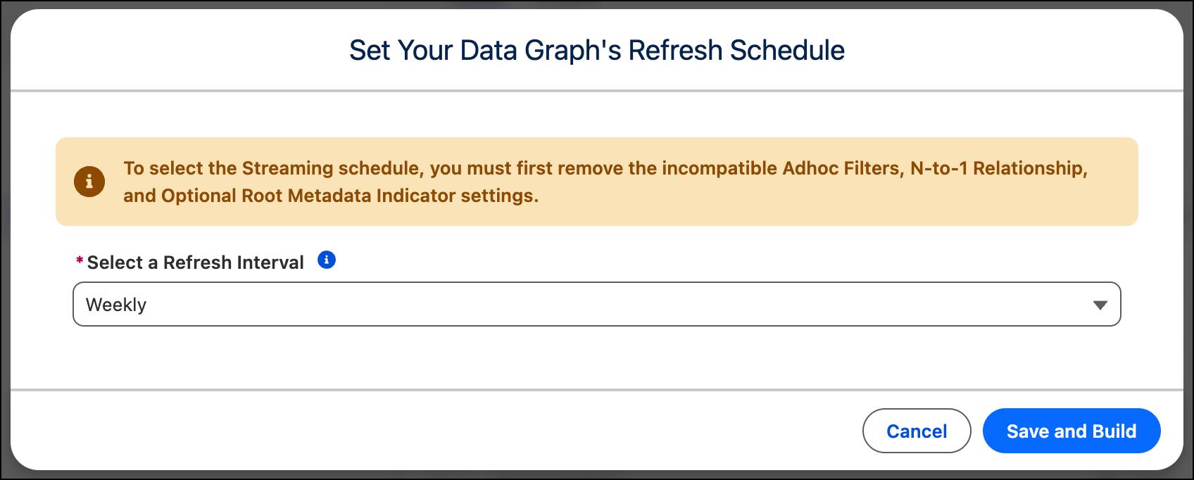 Set the data graph refresh schedule.