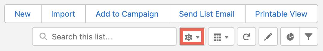 List view control icon highlighted