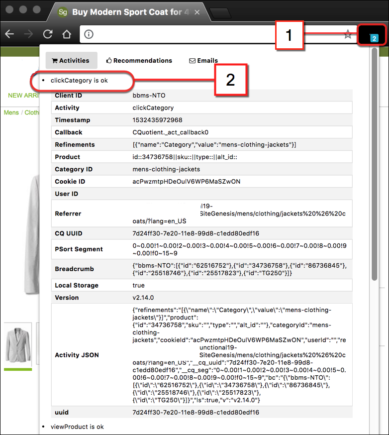 Información que aparece en Recommendation Validator.