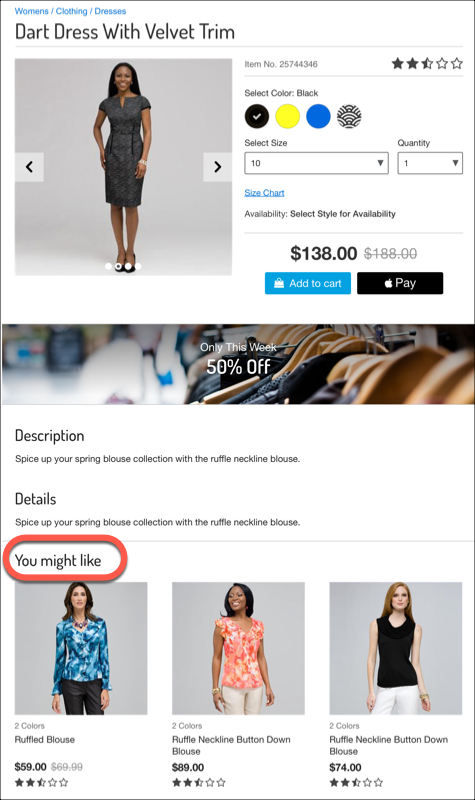 Storefront with explicit recommendations.